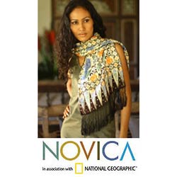 Silk 'Brown Paradise' Batik Scarf (Indonesia)