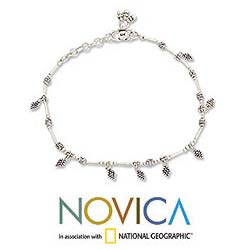 Sterling Silver 'Traditional Charm' Anklet (India)