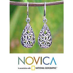 Sterling Silver 'Forest Tear' Dangle Earrings (Thailand)