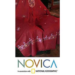 Wine Red 'Celebration of Life' Throw Blanket (India)