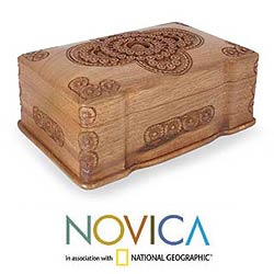 Wood 'Florid Cameo' Jewelry Box (India)