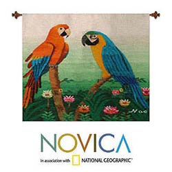 Wool 'Macaw Lingo' Tapestry (Peru)