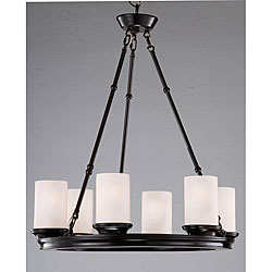 Round Mahogany Bronze Wood Chandelier