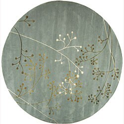 Handmade Soho Vine Light Blue New Zealand Wool Rug (8' Round)