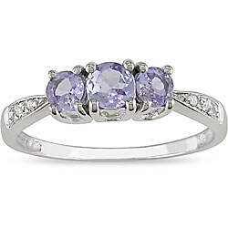 14k White Gold Tanzanite and Diamond Ring