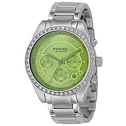 Fossil Women's Green Chronograph Watch 