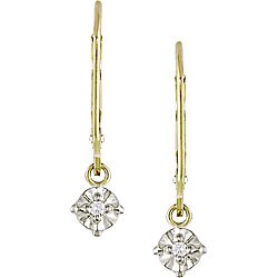 10k Two-tone Gold Diamond Earrings