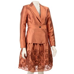 Sharagano Women's Embroidered Skirt Suit