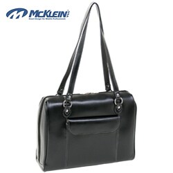 McKlein Black Glenview Italian Leather Laptop Case