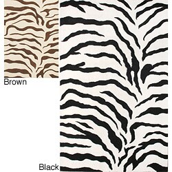 Handmade Alexa Animal Pattern Zebra Wool Rug (5' x 8')