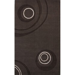 Handmade Alexa Neutrals and Textures Circles Brown Wool Rug (5' x 8')