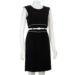 Tahari ASL Women's Sleeveless Belted Crepe Dress