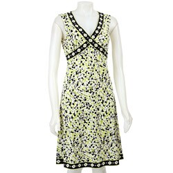 Tahari ASL Women's Printed V-neck Matte Jersey Dress