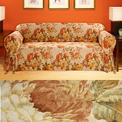Garden Floral Faux Suede Sofa Slipcover