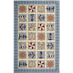 Hand-hooked Sailor Ivory Wool Rug (5'3 x 8'3)