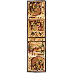 Hand-hooked Winery Gold/ Multi Wool Runner (2'6 x 6')