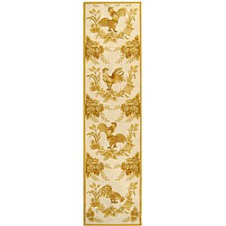 Hand-hooked Rooster Gold Wool Runner (2'6 x 10')