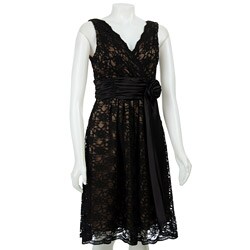 R&M Richards Women's Black/ Gold Lace Dress