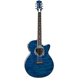 Luna 'Fauna Dolphin' Tranz Blue/ Quilted Maple Guitar