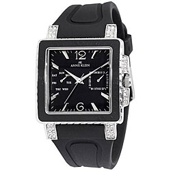 Anne Klein Women's Crystal Black Rubber Watch