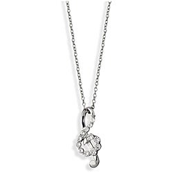Nexte Silvertone Cubic Zirconia Treble Cleft Necklace