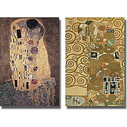 Klimt 'The Kiss and Fulfillment' 2-piece Canvas Art