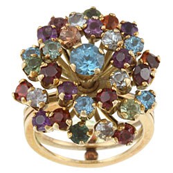 18k Gold Multi-colored Gemstone Estate Ring (Size 6.5)