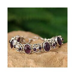 Silver Amethyst 'Royal Purple' Link Bracelet (India)