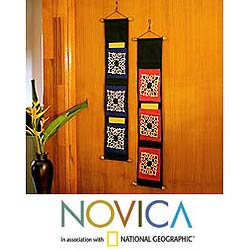 Pair of Cotton 'Tribal Color' Letter Holders (Thailand)