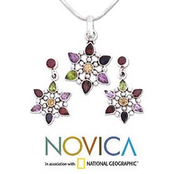 Garnet and Amethyst 'Ferris Wheel' Jewelry Set (India)