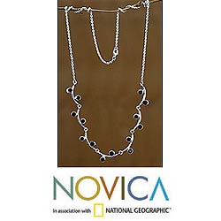 Garnet chain necklace, 'Pomegranate Seeds' (INDONESIA)