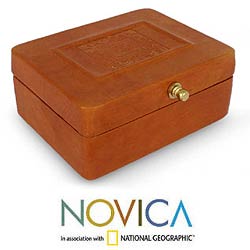 Leather 'Aztec Tradition' Accessories Box (Mexico)