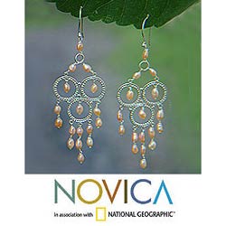 Pearl 'Rose Cascade' Chandelier Earrings (Indonesia)