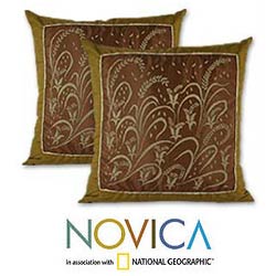 Silk and Cotton 'Fertile Field' Cushion Covers (Thailand)