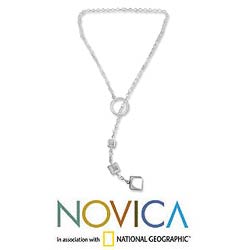 Sterling Silver 'Cubic Cascade' Y Necklace (Mexico)