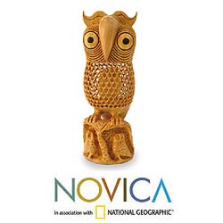Wood 'Mother Owl' Statuette (India)