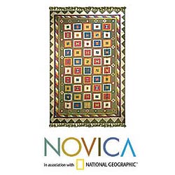 Indo 'Building Blocks' Wool/ Jute Rug (6' x 9')
