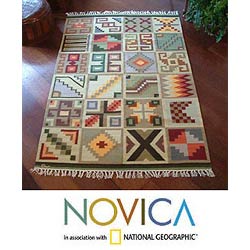 Peruvian 'Calendar Codes' Wool Rug (4' x 6')