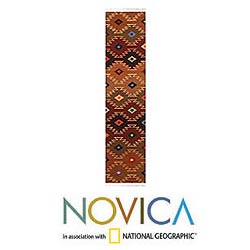 Peruvian 'Starry Hills' Wool Runner Rug (1' x 5')