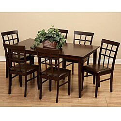 Justin 7-piece Bi-cast Leather and Wood Dining Set