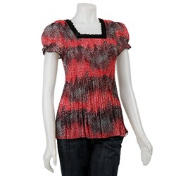 Piano Women's Scarlet Crochet Trim Square-neck Blouse