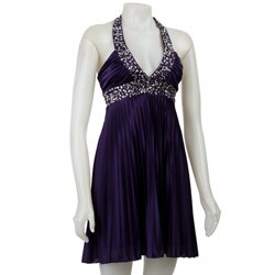 Morgan & Co Junior's Purple Sequined Short Dress
