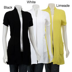 Fever Women's Horizontal Stitch Short-sleeve Cardigan