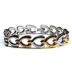 Two-tone Stainless Steel Alternating Heart Bracelet