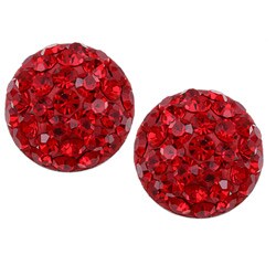 Sterling Silver Red Crystal Studded Dot Earrings