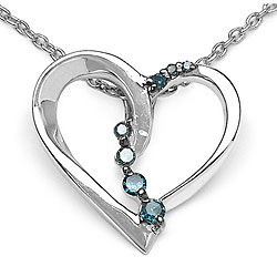 Sterling Silver 1/10ct TDW Blue Diamond Necklace