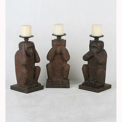 Monkey 3-piece Candle Holder Set