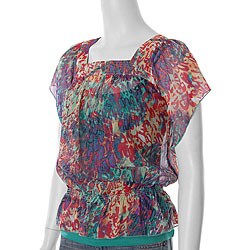 Self Esteem Brand Junior's Short-sleeve Floral Top