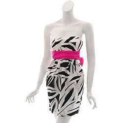 Wishes Women's Strapless White/ Black Dress