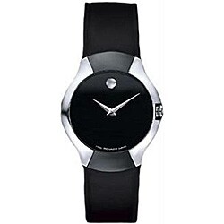 Movado Allia Men's Black Leather Strap Watch